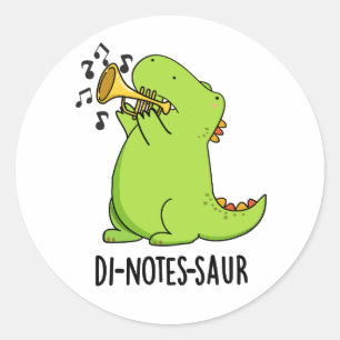 Di-notes-saur Funny Dinosaur Pun Runder Aufkleber