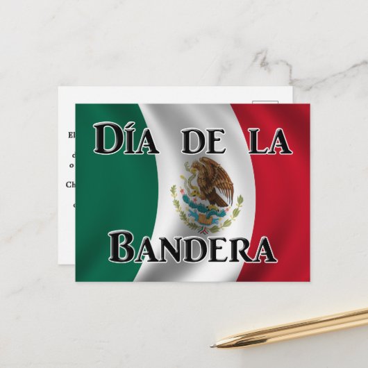 Día de la Bandera (Mexican Flag Day) Postkarte (Vorderseite/Rückseite Beispiel)