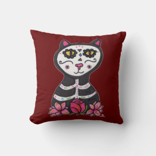 Dia de Las Muertos Cat Halloween Cool Art Kissen