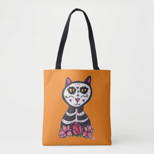 Dia de Las Muertos Cat Halloween Design Große Tasc Tasche (Vorderseite)