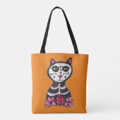 Dia de Las Muertos Cat Halloween Design Große Tasc Tasche (Rückseite)