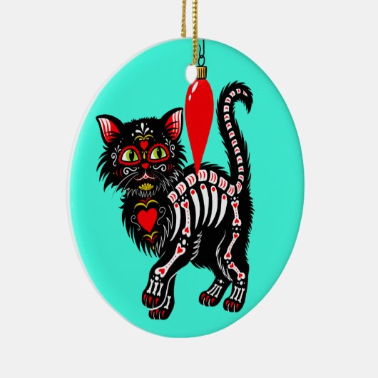Dia De Los Christmas Kitty Niedlich Keramik Ornament (Rechts)