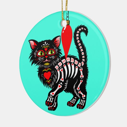 Dia De Los Christmas Kitty Niedlich Keramik Ornament (Links)