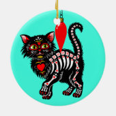 Dia De Los Christmas Kitty Niedlich Keramik Ornament (Hinten)