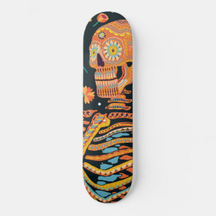 Dia de los el esqueleto skateboard