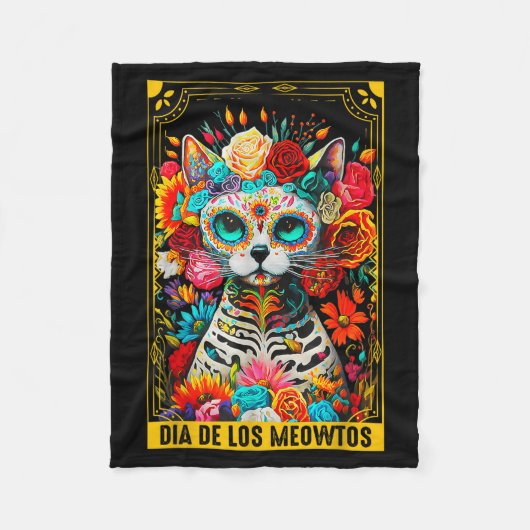Dia De Los Meowtos Sugar Skull Cat Gift  Fleecedecke (Vorderseite)