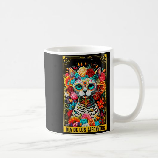 Dia De Los Meowtos Sugar Skull Cat Gift  Kaffeetasse (Rechts)