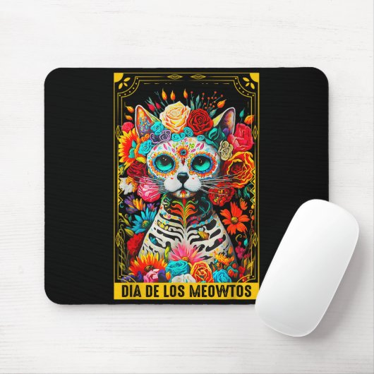 Dia De Los Meowtos Sugar Skull Cat Gift  Mousepad (Mit Mouse)