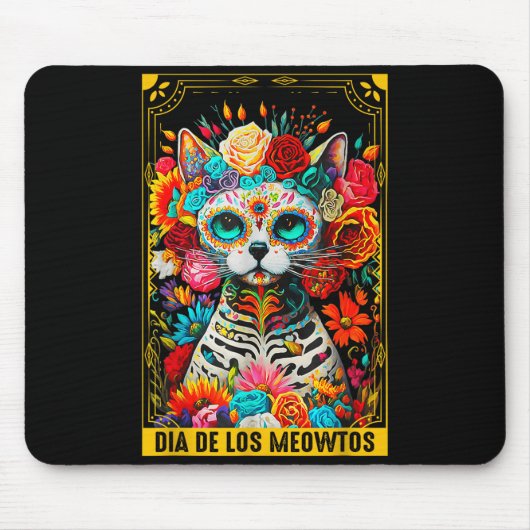 Dia De Los Meowtos Sugar Skull Cat Gift  Mousepad (Vorne)