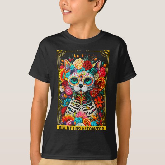 Dia De Los Meowtos Sugar Skull Cat Gift  T-Shirt (Vorderseite)