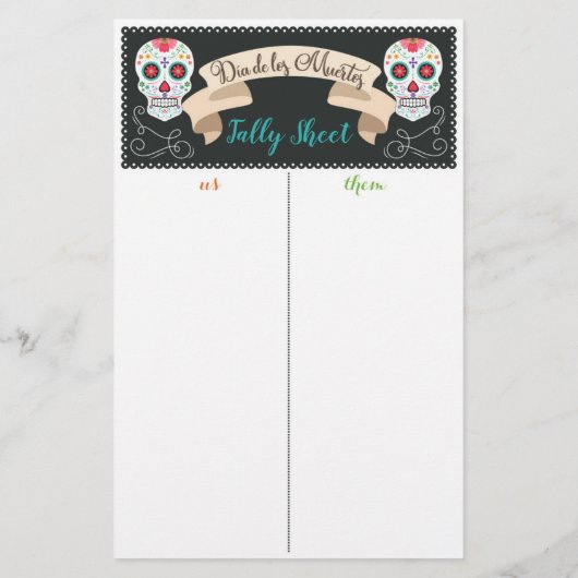 Dia De Los Muerto Bunco Game Tally Sheet (Rückseite)