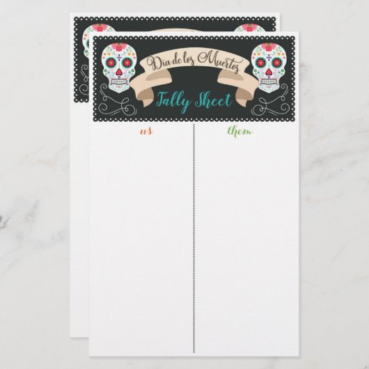 Dia De Los Muerto Bunco Game Tally Sheet (Vorne/Hinten)