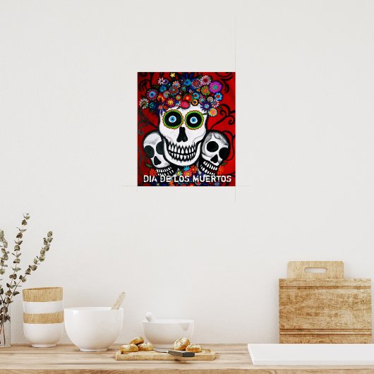 Dia de los mUertos 3 skulls poster (Küche)