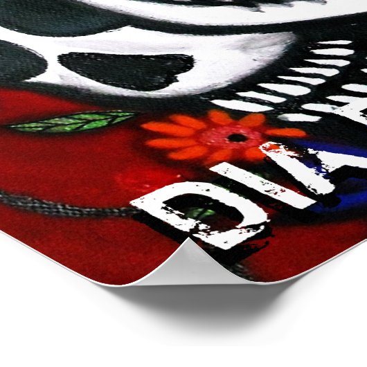 Dia de los mUertos 3 skulls poster (Ecke)