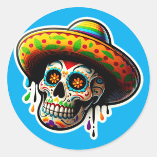 Dia de los Muertos 4 Runder Aufkleber