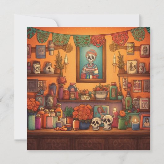 Dia de los Muertos, Altar Display Einladung (Vorderseite)