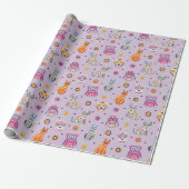 Dia de los Muertos Animals Lila Wrapping Paper Geschenkpapier (Ungerollt)