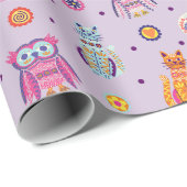 Dia de los Muertos Animals Lila Wrapping Paper Geschenkpapier (Rolleneckpunkt)