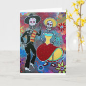 DIA DE LOS MUERTOS BAILAR MARIACHI KARTE (Gelbe Blume)