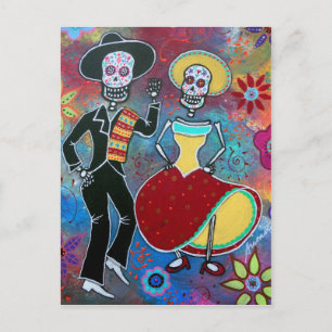 DIA DE LOS MUERTOS BAILAR MARIACHI POSTKARTE