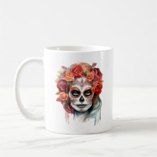 Dia de los Muertos Beautiful Woman Sugar Skull Kaffeetasse