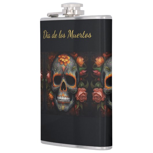 Dia de los Muertos bemalt Schädel anpassbar Flachmann (Links)