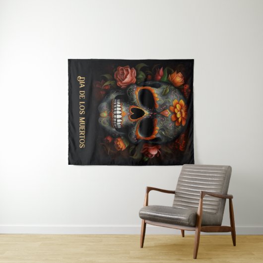 Dia de los Muertos bemalt Schädel anpassbar Wandteppich (Beispiel (Horizontal))