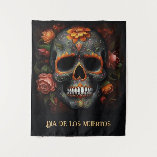 Dia de los Muertos bemalt Schädel anpassbar Wandteppich (Vorderseite)