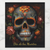 Dia de los Muertos bemalt Schädel anpassbar Weinetikett (Einzelnes Label)