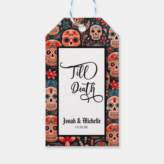 Día de los muertos Bis zum Tod Engagement Party Geschenkanhänger (Vorderseite)