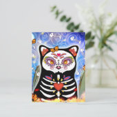 Dia De Los Muertos Black Cat Postkarte (Stehend Vorderseite)