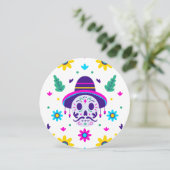 Dia de los muertos Blumenstrauß Einladung (Stehend Vorderseite)