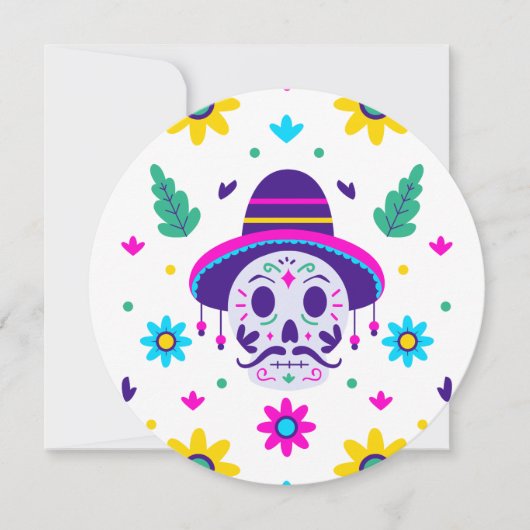Dia de los muertos Blumenstrauß Einladung (Vorderseite)