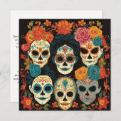 "Dia de los Muertos, Calavera Artistry Hub Einladung (Vorne/Hinten)