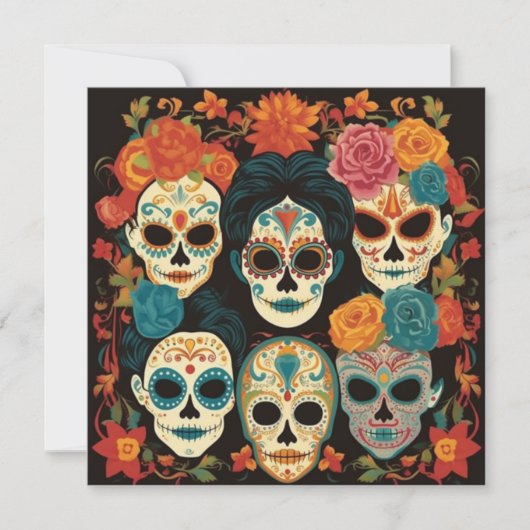 "Dia de los Muertos, Calavera Artistry Hub Einladung (Vorderseite)