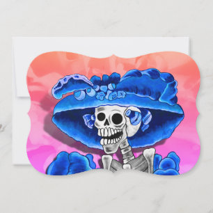 Dia de los Muertos Calavera in blauer Mütze Einladung