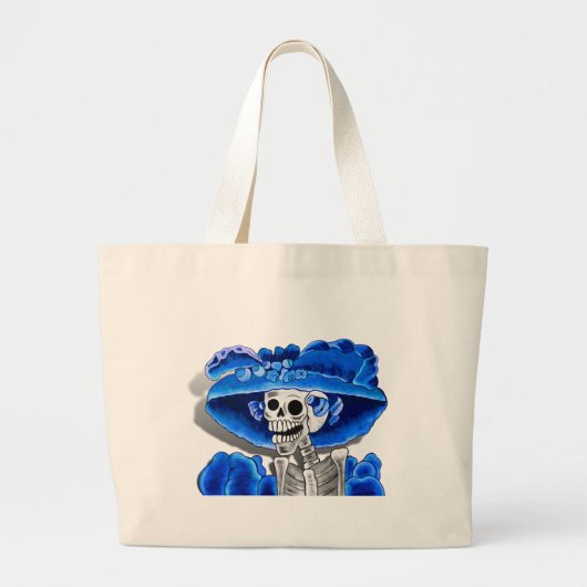Dia De Los Muertos Calavera Sugar Skull in Blue Jumbo Stoffbeutel (Vorne)