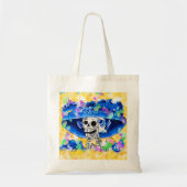 Dia De Los Muertos Calavera Sugar Skull in Blue Tragetasche (Vorne)