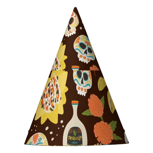 Dia De Los Muertos, Cartoon-Muster. Partyhütchen (Vorderseite)