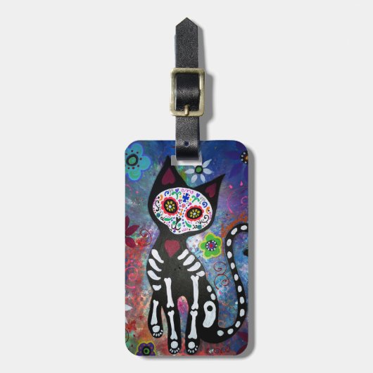 Dia de Los Muertos Cat EL Gato Gepäckanhänger (Vorderseite vertikal)