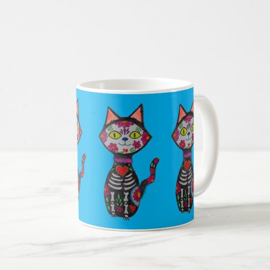 Dia de Los Muertos Cat Kaffeetasse (VorderseiteRechts)