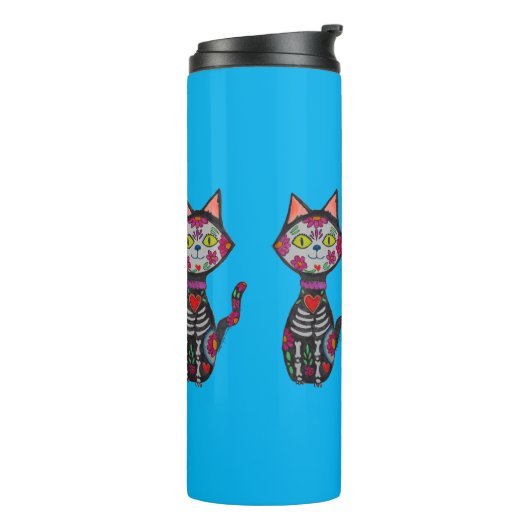 Dia de Los Muertos Cat Thermosbecher (Nach links gedreht)