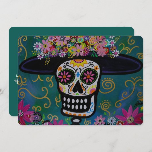 DIA DE LOS MUERTOS CATRINA INVITATION EINLADUNG (Vorne/Hinten)