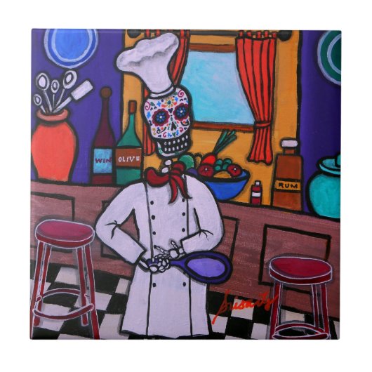 Dia de Los Muertos Chef Fliese (Vorderseite)