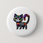 Dia De Los Muertos Cinco De Mayo Cat Sugar Skull Button (Vorderseite)