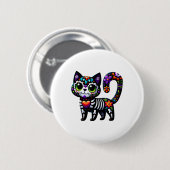 Dia De Los Muertos Cinco De Mayo Cat Sugar Skull Button (Vorne & Hinten)