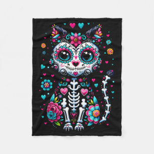 Dia De Los Muertos Cinco De Mayo Cat Sugar Skull Fleecedecke