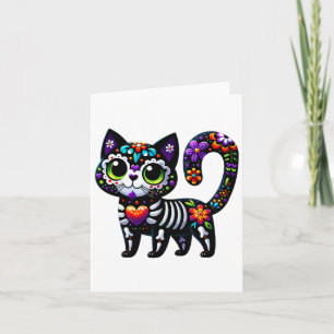 Dia De Los Muertos Cinco De Mayo Cat Sugar Skull Karte