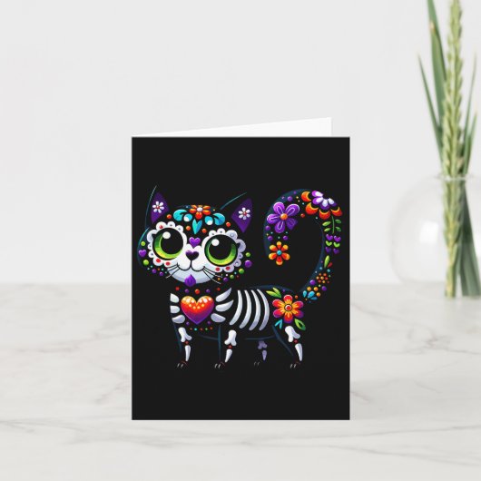 Dia De Los Muertos Cinco De Mayo Cat Sugar Skull Karte (Vorderseite)