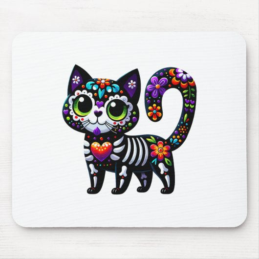 Dia De Los Muertos Cinco De Mayo Cat Sugar Skull Mousepad (Vorne)